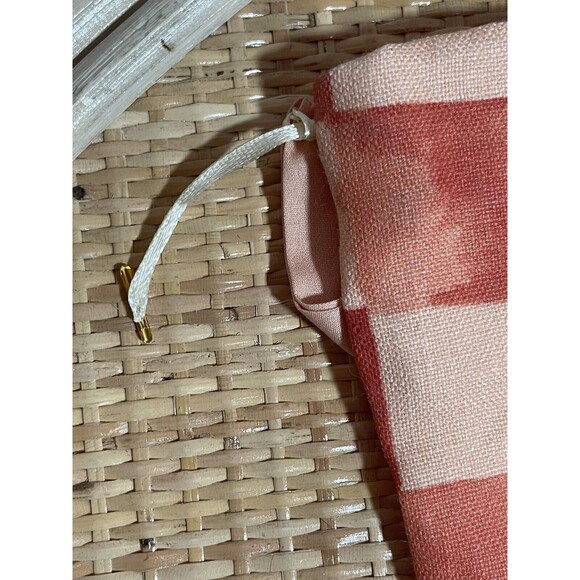 Shannon Retseck Studio Peach Checkered French Linen Christmas Stocking New - Picture 5 of 5